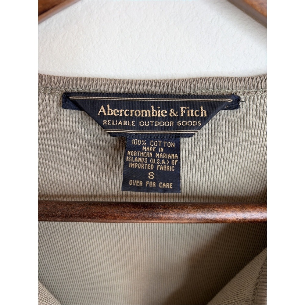 Abercrombie & Fitch Ribbed Button Cardigan Women's S Taupe Fitted Y2k Minimalist - Picture 5 of 11